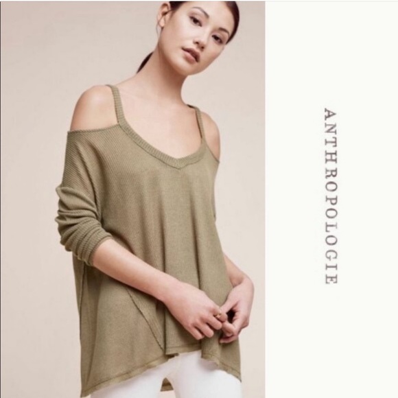Anthropologie Tops - Anthropologie | Deletta Knit Cold Shoulder Top